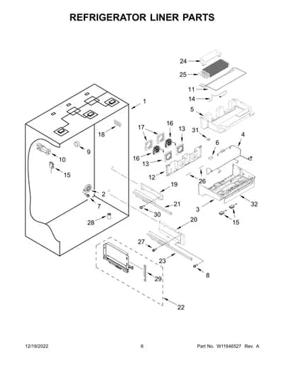 REFRIGERATOR LINER PARTS