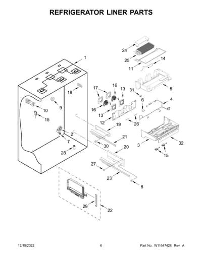 REFRIGERATOR LINER PARTS
