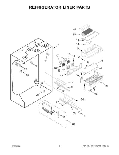 REFRIGERATOR LINER PARTS