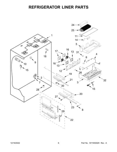 REFRIGERATOR LINER PARTS