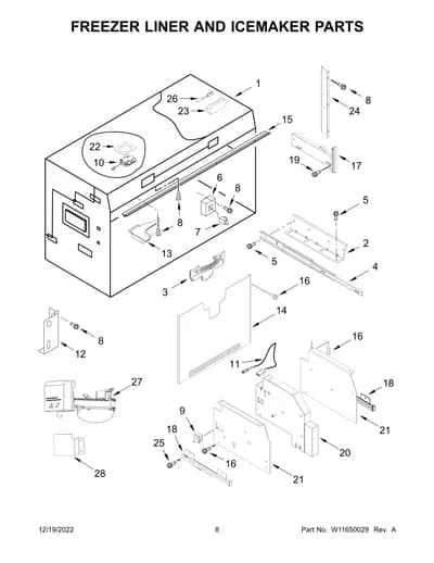 FREEZER LINER AND ICEMAKER PARTS