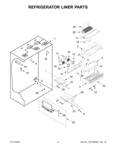 REFRIGERATOR LINER PARTS