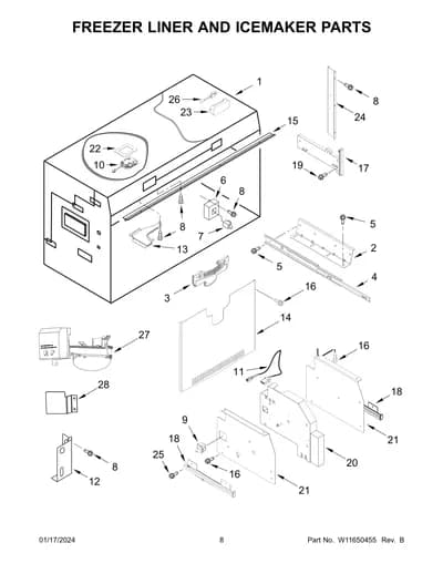 FREEZER LINER AND ICEMAKER PARTS