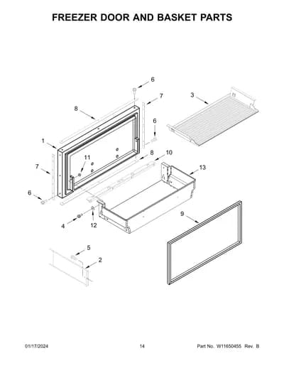 FREEZER DOOR AND BASKET PARTS