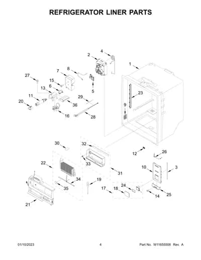 REFRIGERATOR LINER PARTS