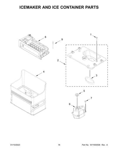ICEMAKER AND ICE CONTAINER PARTS