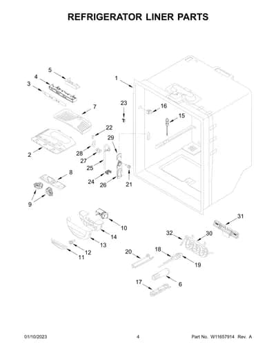 REFRIGERATOR LINER PARTS