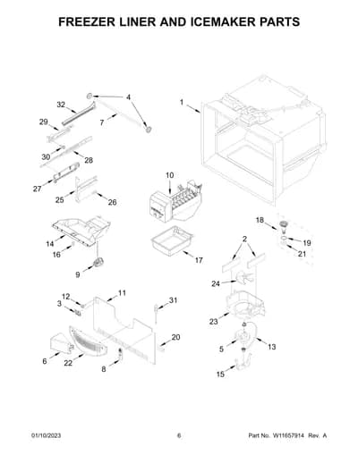 FREEZER LINER AND ICEMAKER PARTS