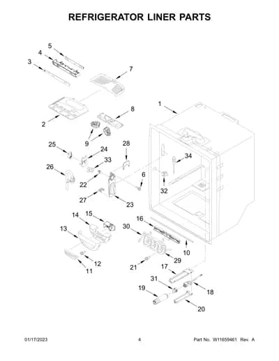 REFRIGERATOR LINER PARTS