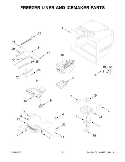 FREEZER LINER AND ICEMAKER PARTS