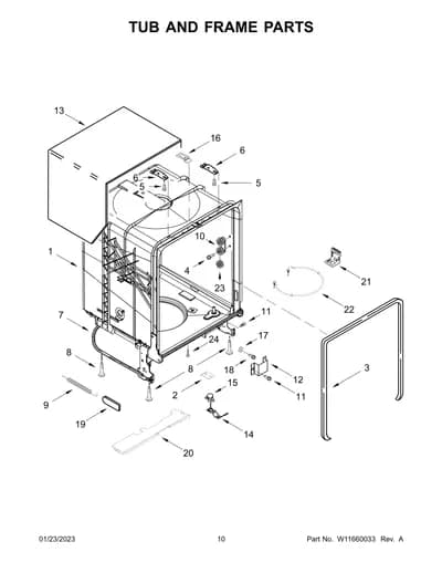 TUB AND FRAME PARTS