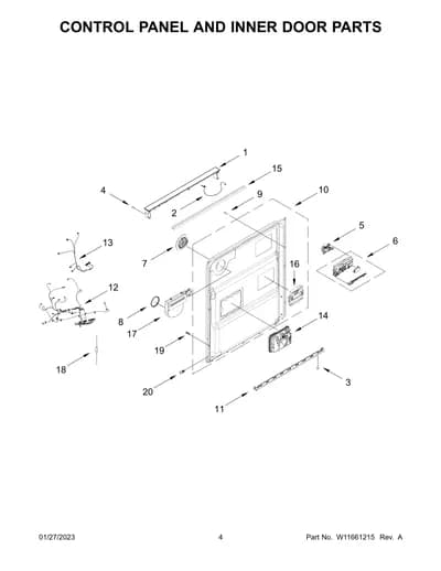CONTROL PANEL AND INNER DOOR PARTS