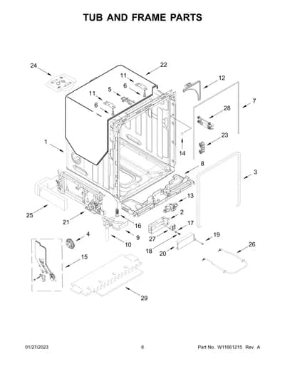 TUB AND FRAME PARTS