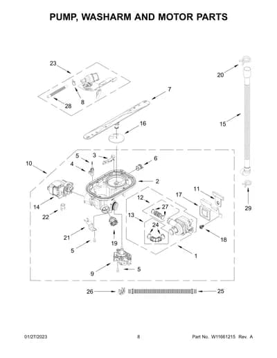 PUMP, WASHARM AND MOTOR PARTS