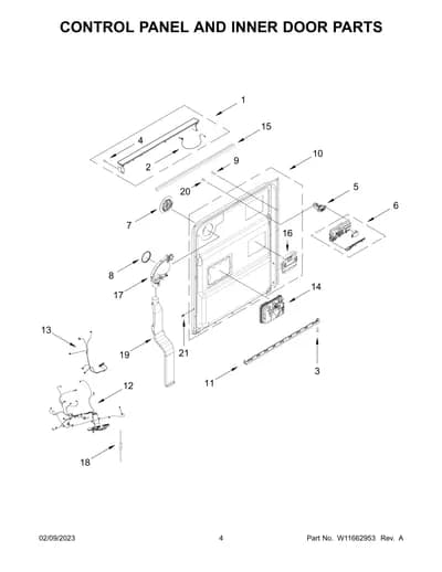 CONTROL PANEL AND INNER DOOR PARTS