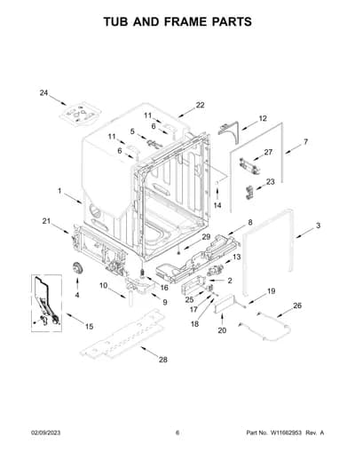 TUB AND FRAME PARTS