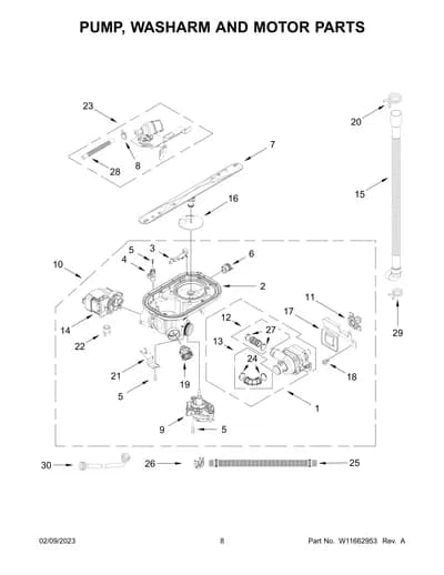 PUMP, WASHARM AND MOTOR PARTS