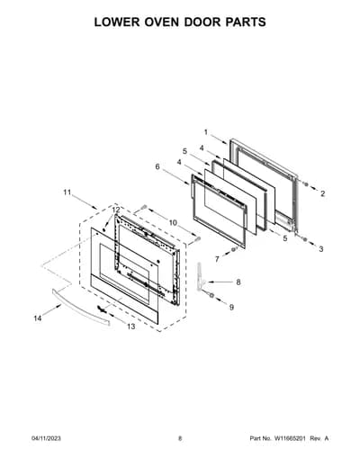 LOWER OVEN DOOR PARTS