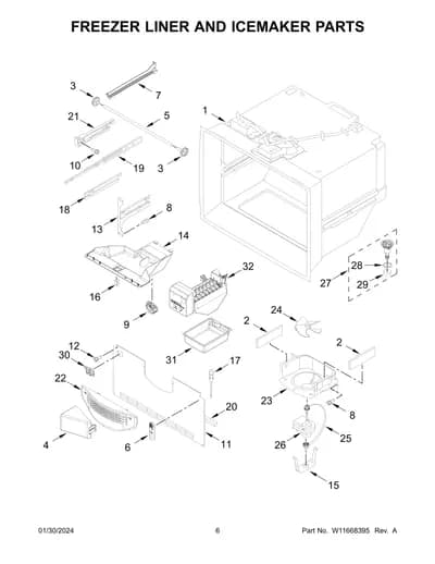 FREEZER LINER AND ICEMAKER PARTS