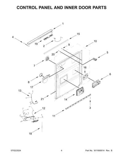CONTROL PANEL AND INNER DOOR PARTS