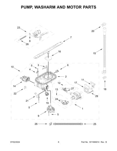 PUMP, WASHARM AND MOTOR PARTS