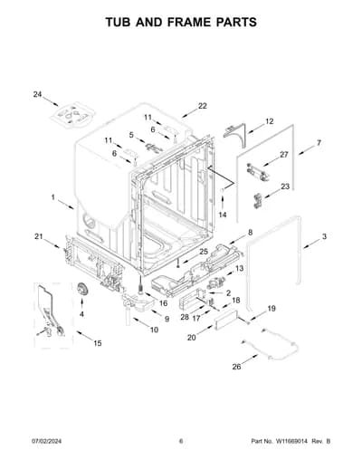 TUB AND FRAME PARTS