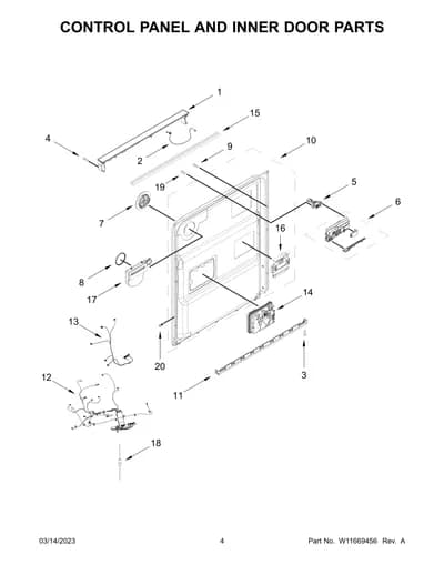 CONTROL PANEL AND INNER DOOR PARTS