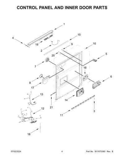 CONTROL PANEL AND INNER DOOR PARTS