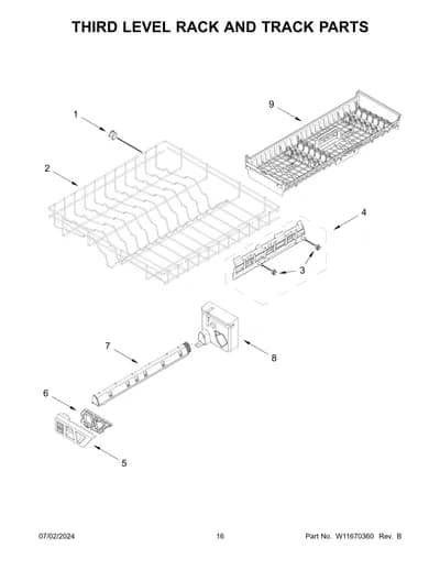 THIRD LEVEL RACK AND TRACK PARTS