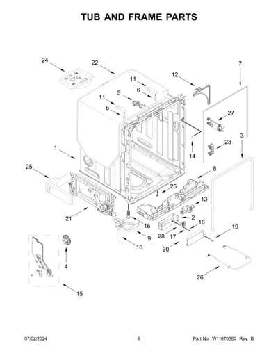 TUB AND FRAME PARTS