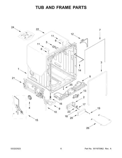 TUB AND FRAME PARTS