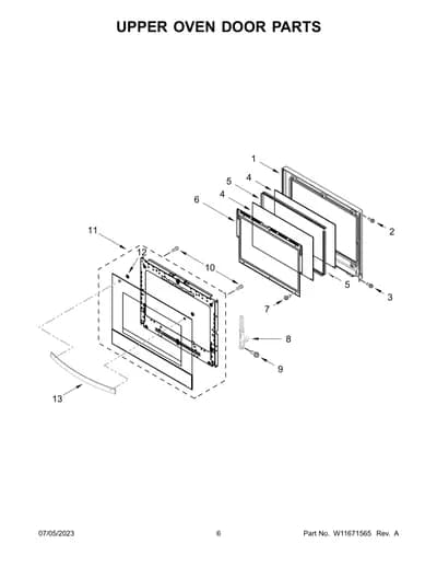 UPPER OVEN DOOR PARTS