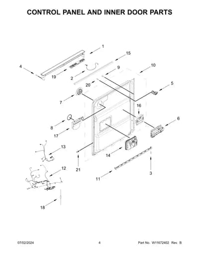 CONTROL PANEL AND INNER DOOR PARTS