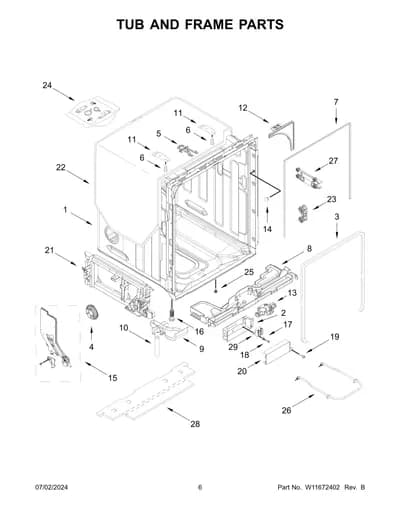 TUB AND FRAME PARTS