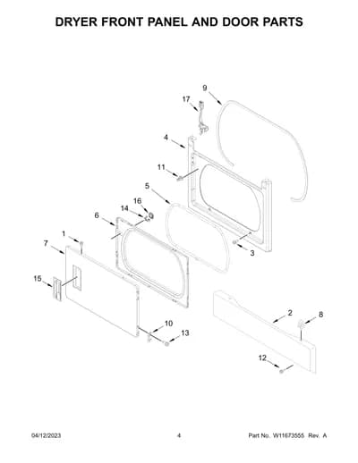 DRYER FRONT PANEL AND DOOR PARTS