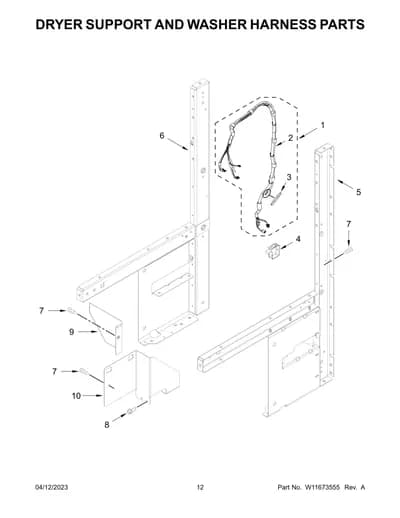 DRYER SUPPORT AND WASHER HARNESS PARTS