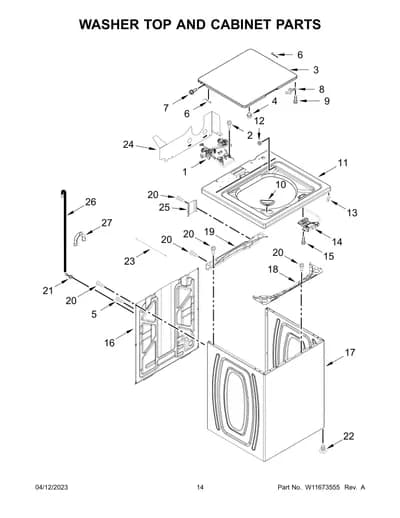 WASHER TOP AND CABINET PARTS
