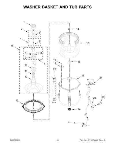 WASHER BASKET AND TUB PARTS