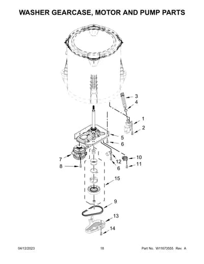 WASHER GEARCASE, MOTOR AND PUMP PARTS