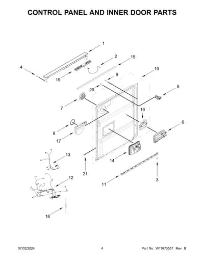 CONTROL PANEL AND INNER DOOR PARTS