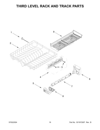 THIRD LEVEL RACK AND TRACK PARTS