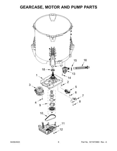 GEARCASE, MOTOR AND PUMP PARTS