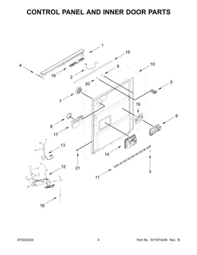 CONTROL PANEL AND INNER DOOR PARTS