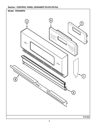 CONTROL PANEL (W30400PF,PG,PK,PR,PU)