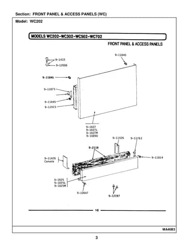 FRONT PANEL & ACCESS PANELS (WC)