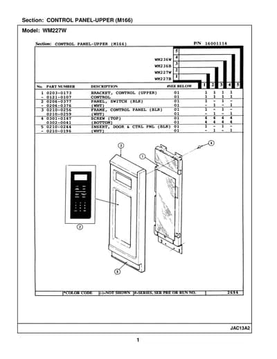 CONTROL PANEL-UPPER (M166)