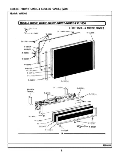 FRONT PANEL & ACCESS PANELS (WU)