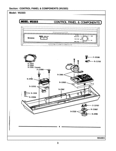 CONTROL PANEL & COMPONENTS (WU303)