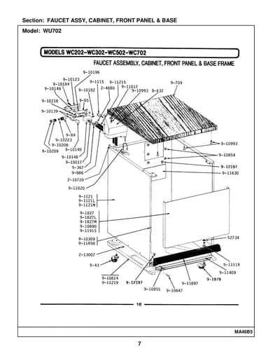 FAUCET ASSY, CABINET, FRONT PANEL & BASE