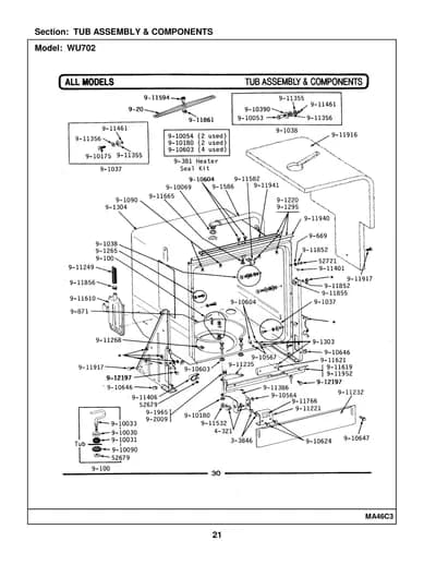 TUB ASSEMBLY & COMPONENTS